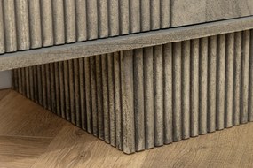 ART DECO tv komoda 200 cm 3D mangové drevo, dymová sivá