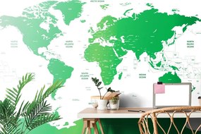 Samolepiaca tapeta mapa sveta s jednotlivými štátmi v zelenej farbe - 300x200