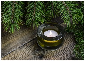 Sklenený obraz - vianočná sviečka (70x50 cm)