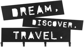 Nástenný vešiak so štyrmi háčikmi, Dream, Discover, Travel