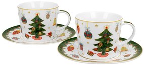 Porcelánová šálka s podšálkou Christmas Tree 250 ml sada 2ks