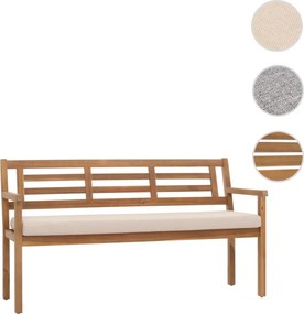 Záhradná lavička HWC-N47, 82x145x59 cm, akáciové drevo - krémovo-béžový vankúš