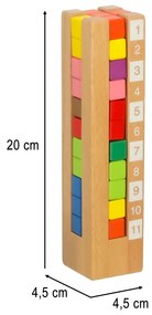 KIK Drevená Montessori veža s farebnými kockami a blokmi