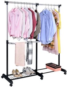 Vešiakový stojan na kolieskach RUFO čierny