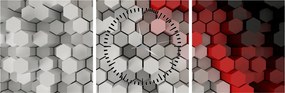 Obraz - 3D hexagóny (s hodinami) (90x30 cm)