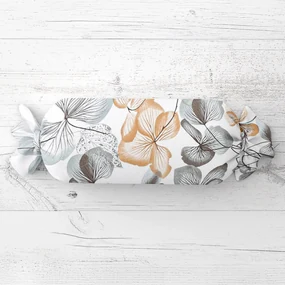 Biante Vankúš valec bonbon Sandra SA-367 Sivo-oranžové kvety na bielom 15x60 cm