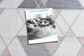 Koberec SISAL SION Geometrický, Trojuholníky 3006  ecru /ružový