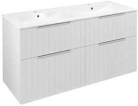 Sapho Sapho, CIRASA umývadlová skrinka s dvojitým umývadlom 121x66x46cm, biela matná strip, CR121-3131S-21