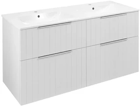 Sapho Sapho, CIRASA umývadlová skrinka s dvojitým umývadlom 121x66x46cm, biela matná strip, CR121-3131S-21