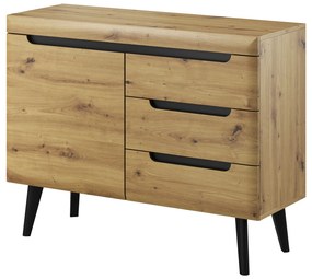 Komoda Nordi 107 cm so zásuvkami čierna/dub artisan