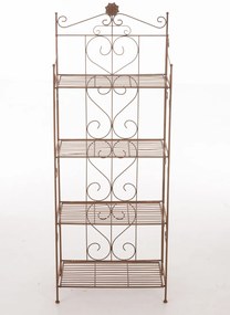 Kovová polica regál Lenja - Hnedá antik
