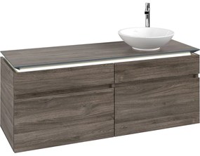 VILLEROY &amp; BOCH Legato závesná skrinka pod umývadlo na dosku (umývadlo vpravo), 4 zásuvky, s LED osvetlením, 1400 x 500 x 550 mm, Stone Oak, B590L0RK