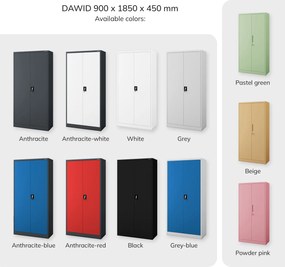 Uzamykateľná hospodárska skriňa sivá DAWID 900 x 1850 x 450 mm