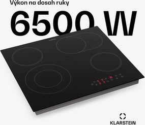 Klarstein Virtuosa 4, varná doska, 60 cm, 6500 W, dvojzónová, Pluszone, časovač, sklokeramika