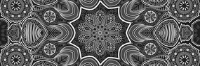 Obraz indická Mandala s kvetinovým vzorom v čiernobielom prevedení Varianta: 150x50