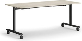 Mobilný stôl MATCH, 180x80 cm, čierna podnož, dub prírodný