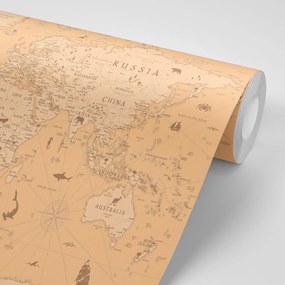 Samolepiaca tapeta mapa v béžovom prevedení