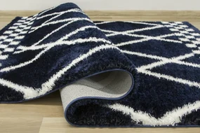 Koberec Boho 656 Romby tmavomodrý / krémový