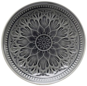 Sicilia Mandala tanier sivý Ø21 cm