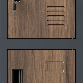 Skriňa s priehradkami s 20 priehradkami ROBERT, 1360 x 1720 x 450 mm, Eco Design: antracit/ orech