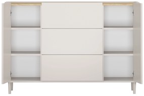 Komoda Elivo 150 cm so zásuvkami na nožičkách - kašmír / olejovaný dub