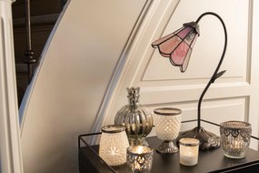 Stolná lampa Tiffany FlowerArc pink - 30*17*48 cm E14/max 1*25W