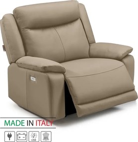 Kožené kreslo CONTINENTAL s elektrickou funkciou relax 1P, elektrické + aku, cappuccino (cappuccino 313)