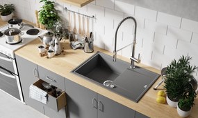 Laveo Megalo, 1-komorový granitový drez 780x500x185 mm, čierna škvrnitá, LAV-SBE_711T