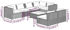 vidaXL 8-dielna záhradná sedacia súprava s vankúšmi hnedá polyratan-
