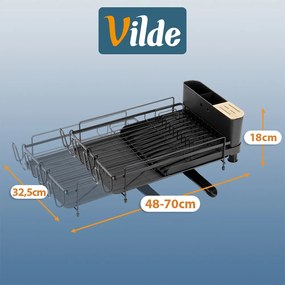 VILDE Odkvapkávač na riad VILDE, nastaviteľná šírka, 48-70 x 32 x 18 cm, čierny