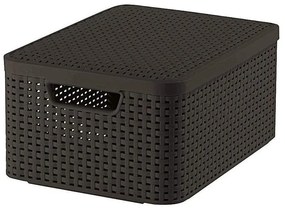 Tmavohnedý plastový úložný box s vekom 29x39x19 cm Style – Curver