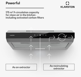 Klarstein Contempo Neo, digestor, podskrinkový, recirkulácia, 175 m³/h, SenseControl, integrované dotykové ovládanie