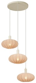 Japandi závesná lampa béžová s látkovým tienidlom 3-svetlá - Bida