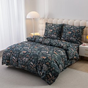 Obliečky z mikrovlákna LIŠKA A ZAJÍC tmavo zelené Rozmer obliečky: 2 ks 70 x 90 cm | 200 x 220 cm