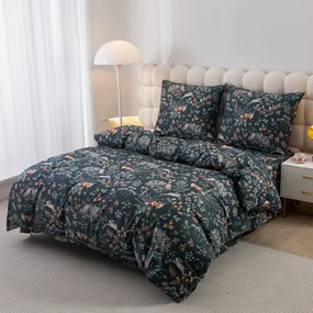 Obliečky z mikrovlákna LIŠKA A ZAJÍC tmavo zelené Rozmer obliečky: 2 ks 70 x 90 cm | 200 x 220 cm