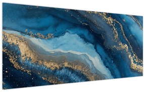 Obraz - Modrá mramorová abstrakcia (120x50 cm)