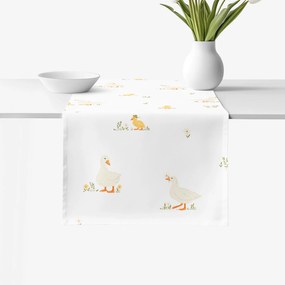 Goldea veľkonočný behúň na stôl 100% bavlnené plátno - kačice 35x180 cm