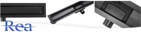 Rea Neox Black Matt, lineárny odtokový žľab 60cm, vzor 2v1, čierna matná, REA-G6601