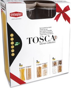 STEFANPLAST Sada 3 okrúhlych nádob Tosca, priehľadné/svetlošedé