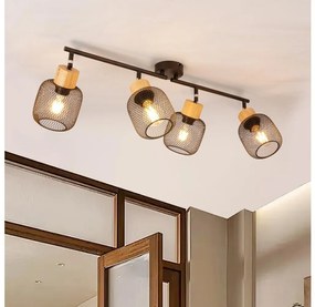 Brilagi - Bodové svietidlo BASKLITE 4xE27/15W/230V kaučukové drevo/čierna