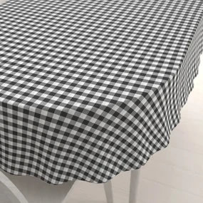 Biante Dekoračný oválny obrus Rebeka RE-011 Sivo-biela kocka stredná 130x220 cm