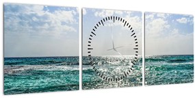 Obraz morskej hladiny (s hodinami) (90x30 cm)