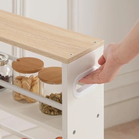 Úzky pojazdný kuchynský regál Vasagle Tonari 45 cm biely/hnedý