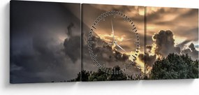 Obraz mračien a lesa (s hodinami) (90x30 cm)