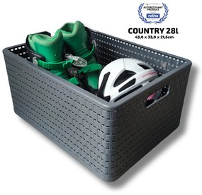 Rotho Plastový košík COUNTRY, rovný, antracit (28l - 43x33x22)