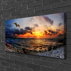Obraz na plátne Čajka more pláž krajina 125x50 cm