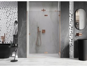 Mexen Lunar, otočné sprchové dvere pravé 140 cm, 8mm číre sklo, medený matný profil, 834-140-000-65-00-P