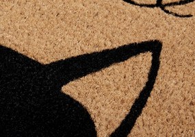 Hanse Home, Rohožka Hello s mačkou 105703 – na von aj na doma, 45x70, hnedá, chodba / predsieň