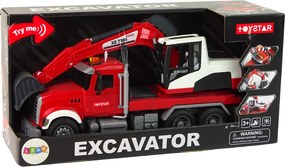 LEAN Toys Nákladné auto s bagrom, traktor, bager, zvuky, svetlá