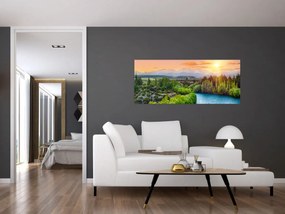 Obraz - Lesná horská krajina (120x50 cm)